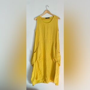 VIVIAN SHYU linen balloon dress. Yellow Sleeveless Dress